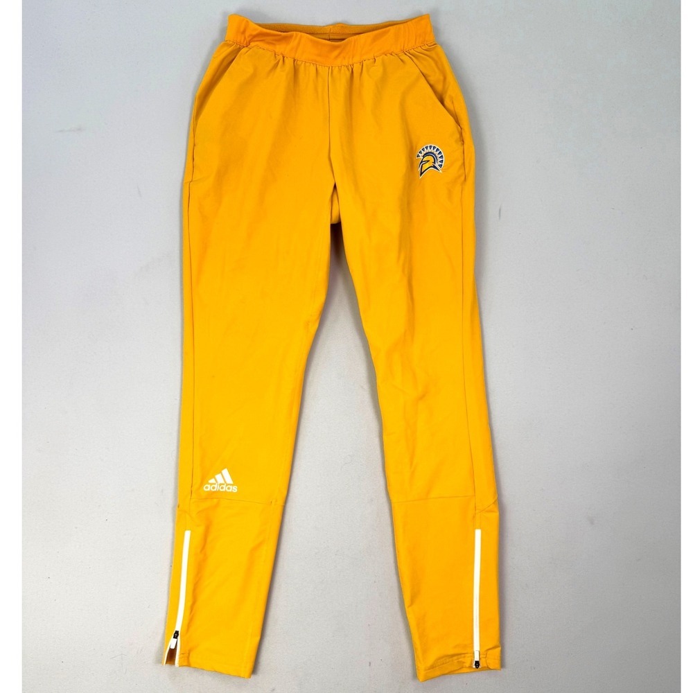 Adidas San Jose State Spartans Yellow Track Pants Mens Small Ankle Zip